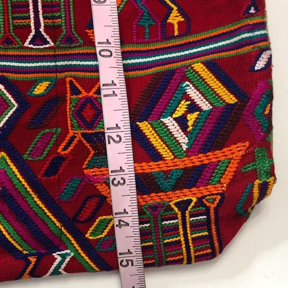 Guatemalan Colorful Geometric embroidery Tote Bag - Picture 11 of 15